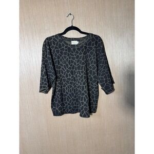Nation LTD Los Angeles Women's L Giraffe Print 3/4 Sleeve Top‎